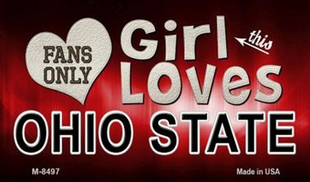 This Girl Loves Her Ohio State License Plate NCAA Buckeyes Metal Auto Sign